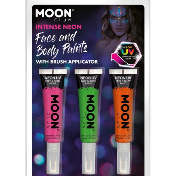 Moon Glow Intense Neon UV Face Paint and Brush, - Adult Weekender