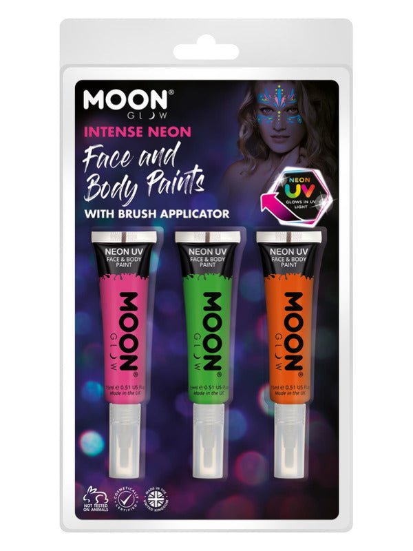 Moon Glow Intense Neon UV Face Paint and Brush, - Adult Weekender