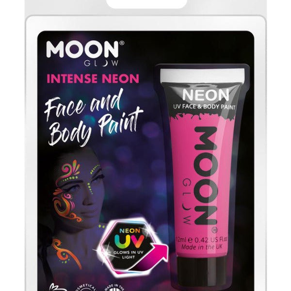 Moon Glow Intense Neon UV Face Paint, Intense Pink - Adult Weekender
