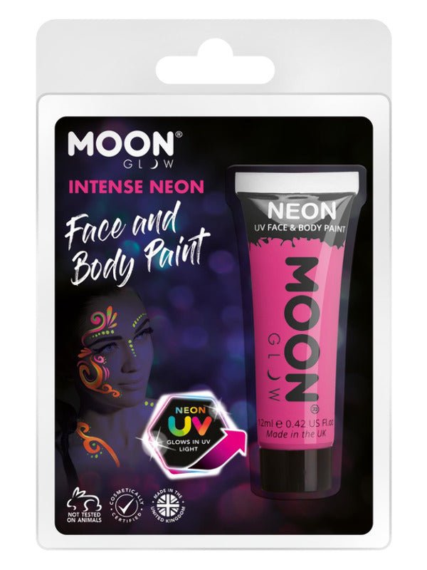 Moon Glow Intense Neon UV Face Paint, Intense Pink - Adult Weekender