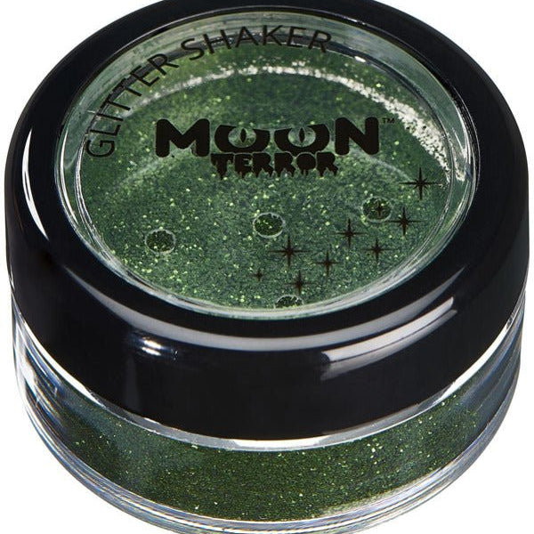 Moon Terror Halloween Glitter Shakers, Green - Adult Weekender