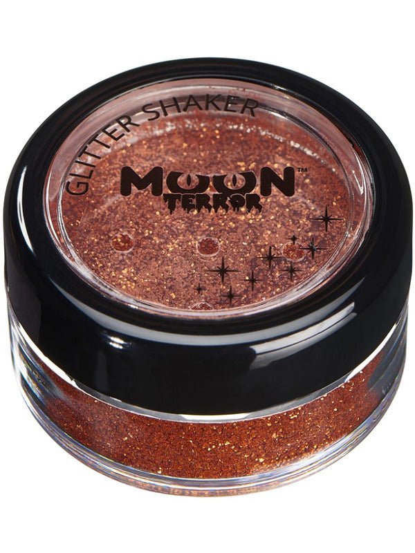 Moon Terror Halloween Glitter Shakers, Orange - Adult Weekender
