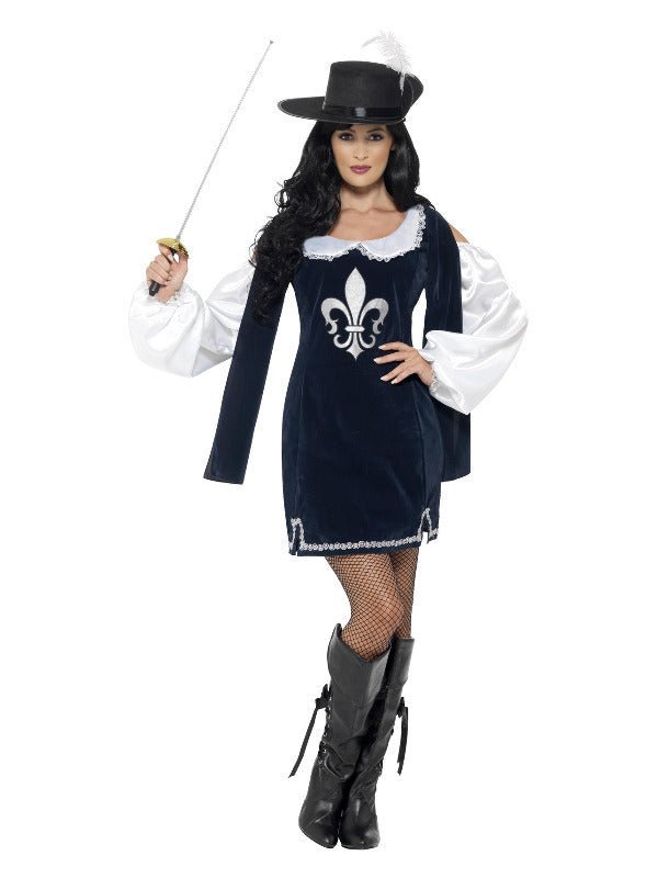 Musketeer Female Costume, Navy - Adult Weekender