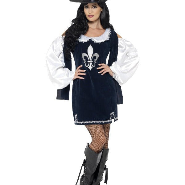 Musketeer Female Costume, Navy - Adult Weekender