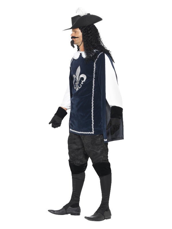 Musketeer Male Costume, with Top, Hat, Navy - Adult Weekender