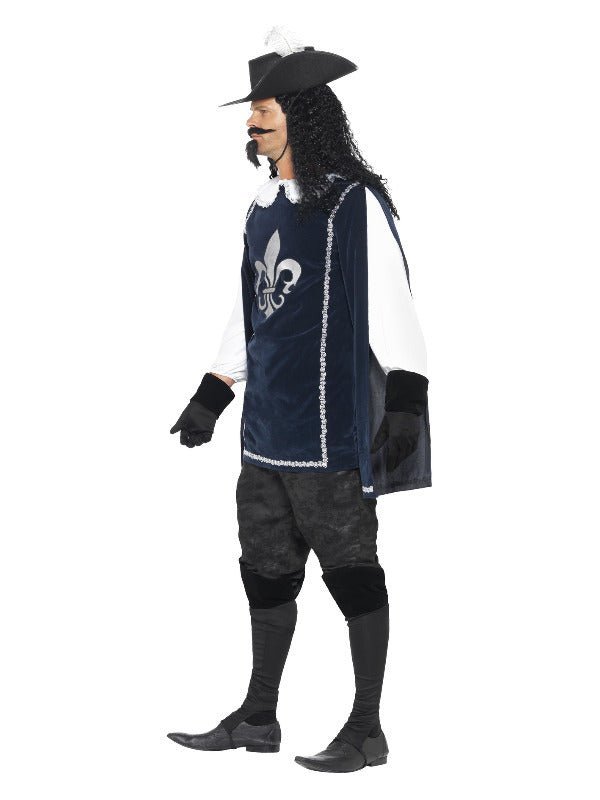 Musketeer Male Costume, with Top, Hat, Navy - Adult Weekender