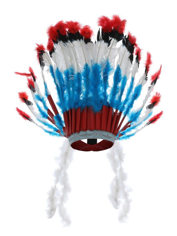 Native American Inspired Headdress, Blue - Adult Weekender