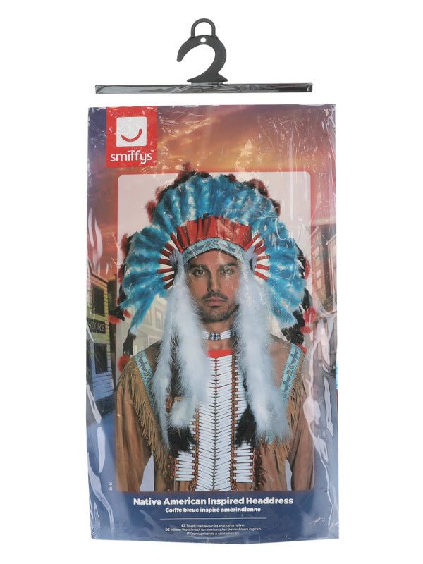 Native American Inspired Headdress, Blue - Adult Weekender