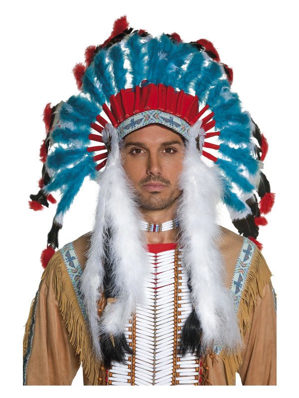 Native American Inspired Headdress, Blue - Adult Weekender