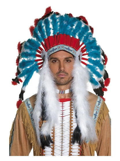 Native American Inspired Headdress, Blue - Adult Weekender