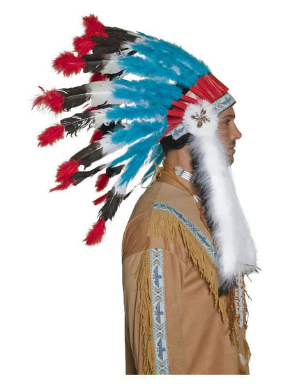 Native American Inspired Headdress, Blue - Adult Weekender