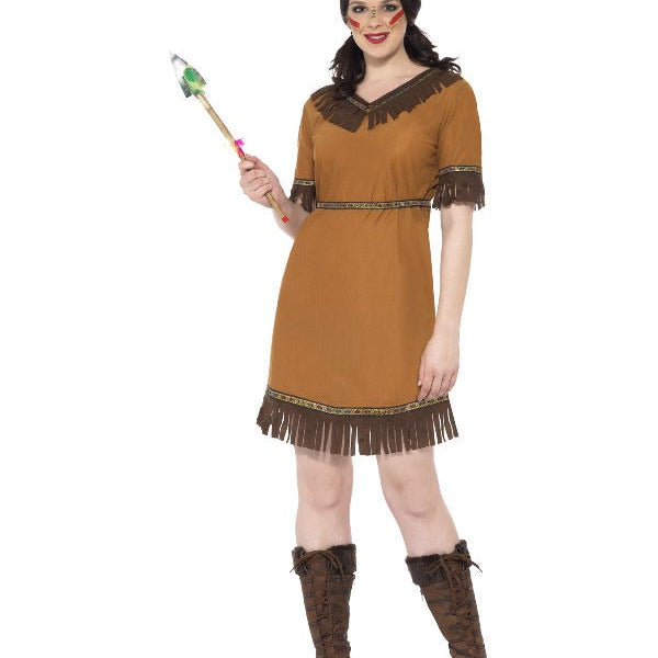 Native American Inspired Maiden Costume, Brown - Adult Weekender