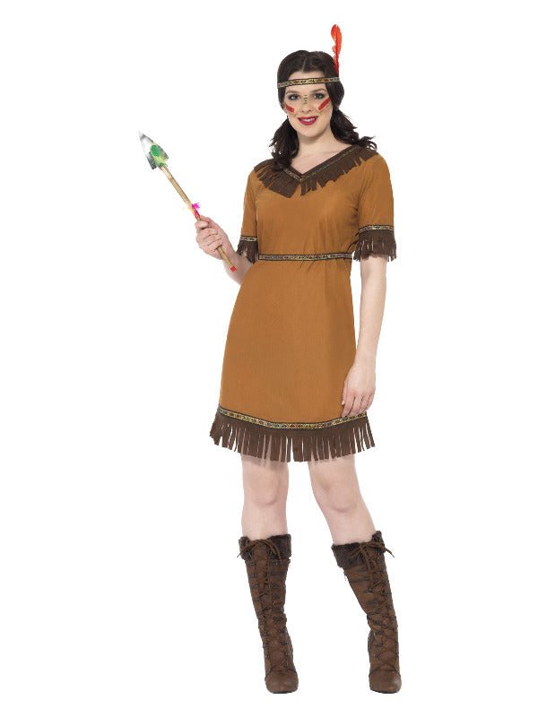 Native American Inspired Maiden Costume, Brown - Adult Weekender