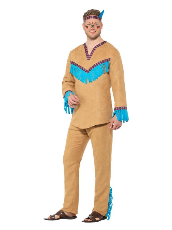 Native American Inspired Warrior Costume, Blue &amp; B - Adult Weekender