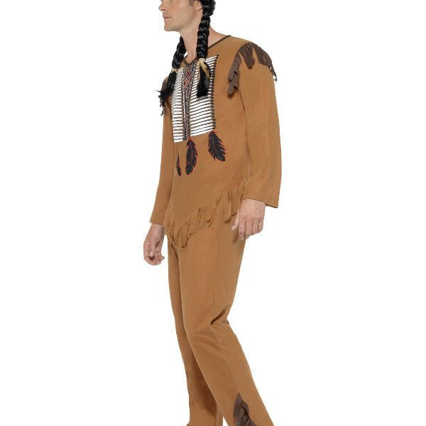 Native American Inspired Warrior Costume, Brown - Adult Weekender