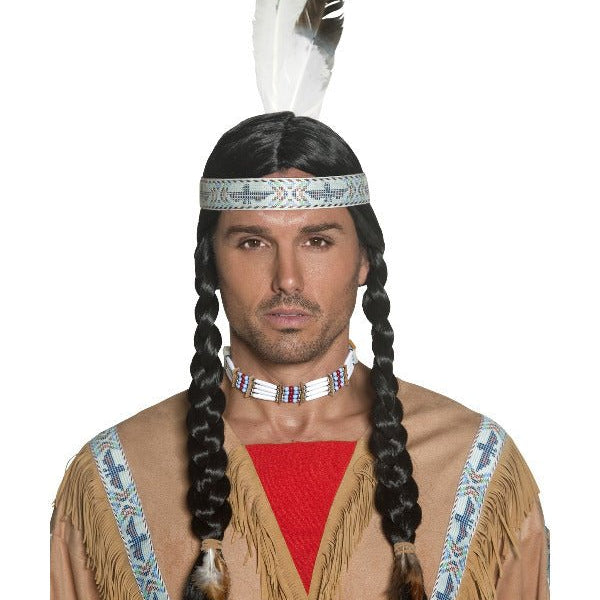 Native American Inspired Wig, Black - Adult Weekender