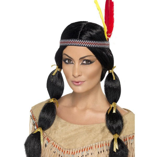 Native American Inspired Wig, Black - Adult Weekender