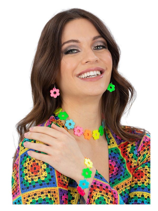 Neon Flower Power Jewellery Set - Adult Weekender