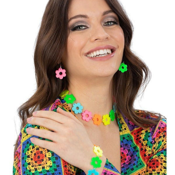 Neon Flower Power Jewellery Set - Adult Weekender