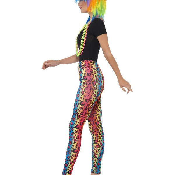 Neon Leopard Print Leggings, Multi - Coloured - Adult Weekender