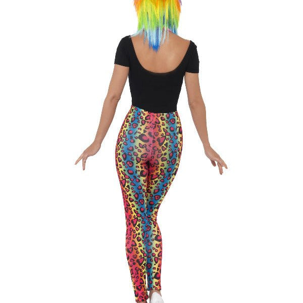 Neon Leopard Print Leggings, Multi - Coloured - Adult Weekender