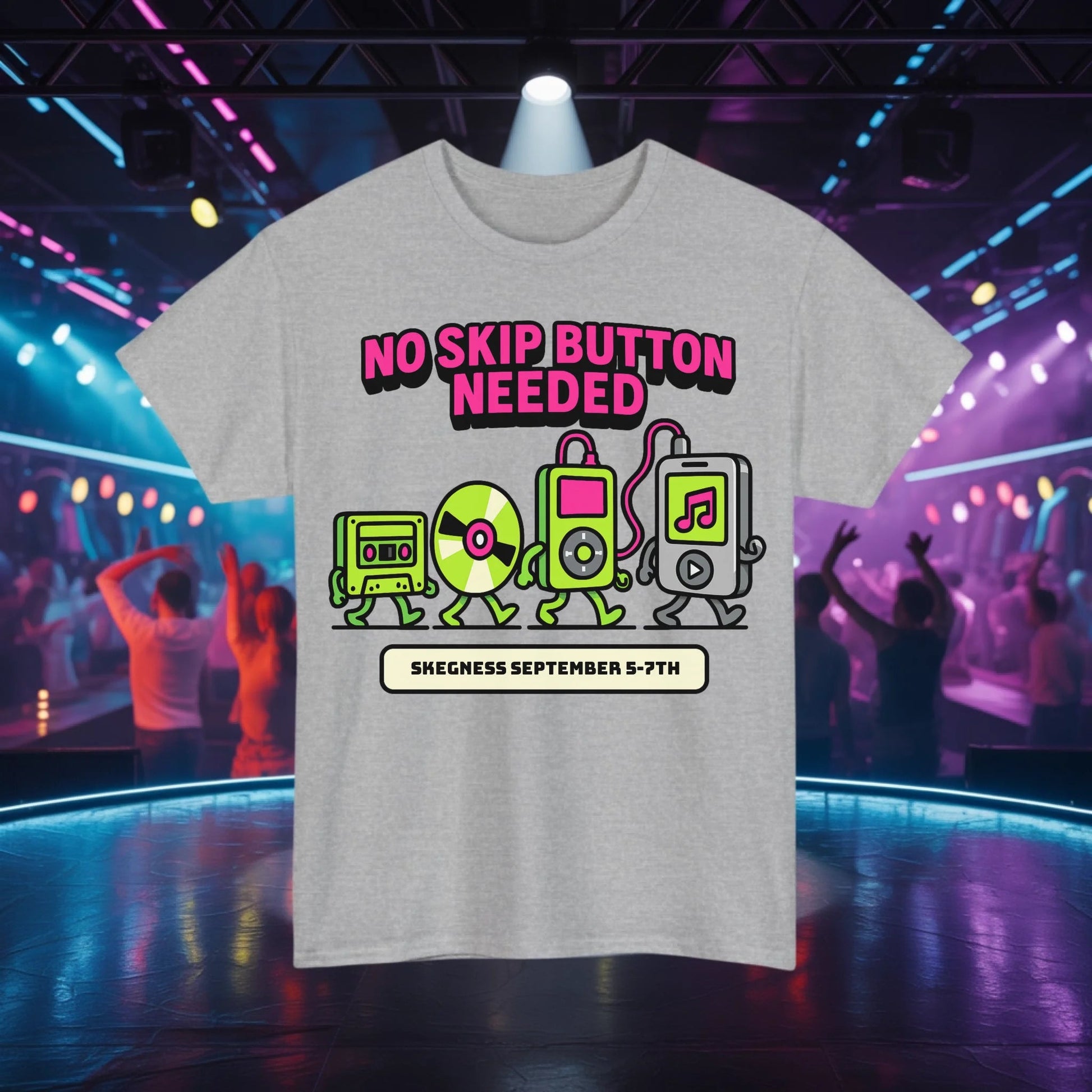 No Skip Button Needed - Adult Weekender Front and Back Personalised Unisex Heavy T-Shirt Replay - Adult Weekender