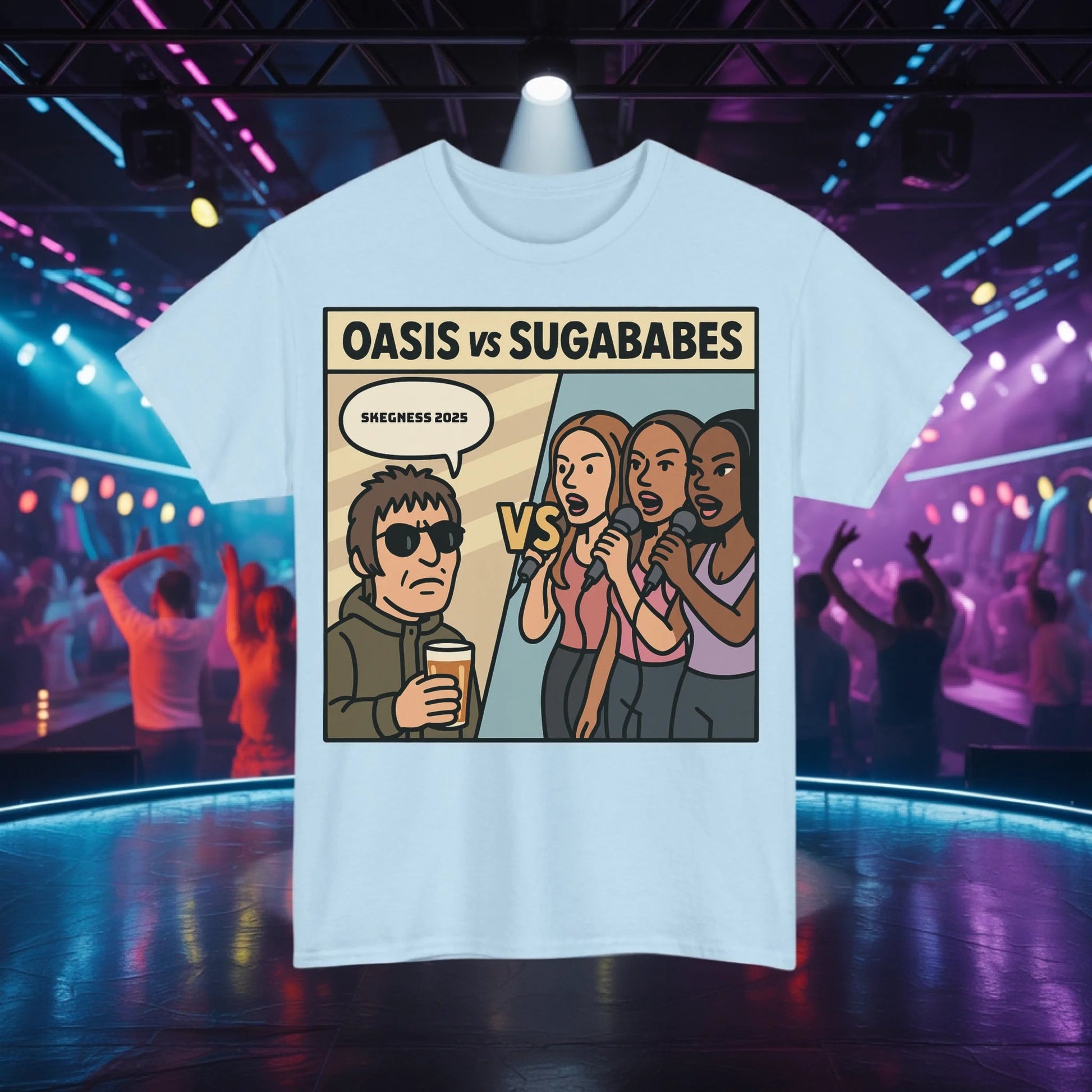 Oasis vs Sugababes - Adult Weekender Front and Back Personalised Unisex Heavy T-Shirt Replay - Adult Weekender