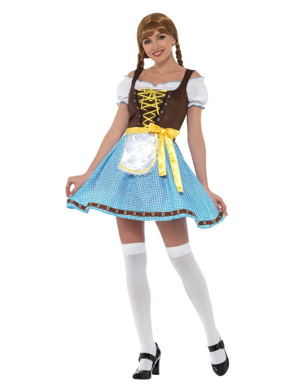 Olga Bavarian Costume, Blue &amp; White - Adult Weekender