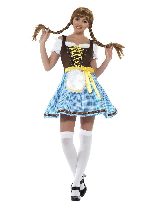 Olga Bavarian Costume, Blue &amp; White - Adult Weekender