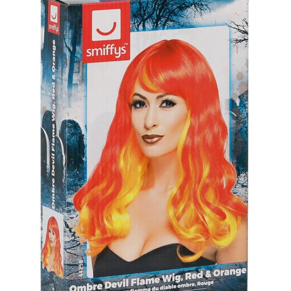 Ombre Devil Flame Wig, Red & Orange - Adult Weekender