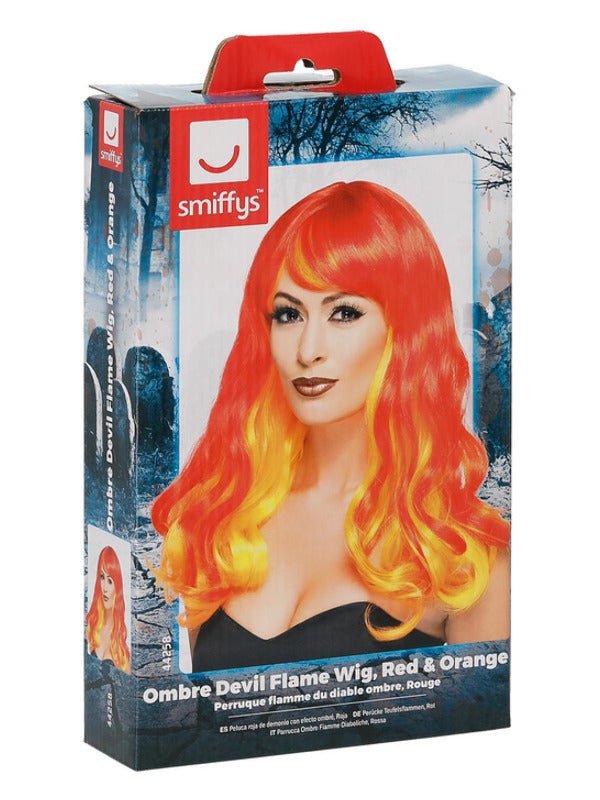 Ombre Devil Flame Wig, Red &amp; Orange - Adult Weekender