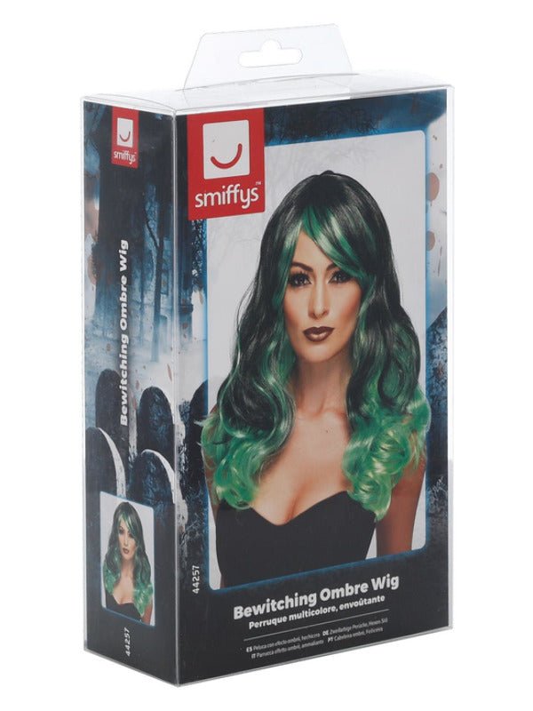 Ombre Wig, Bewitching, Green &amp; Black - Adult Weekender