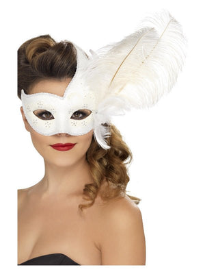 Ornate Columbina Eyemask, White - Adult Weekender