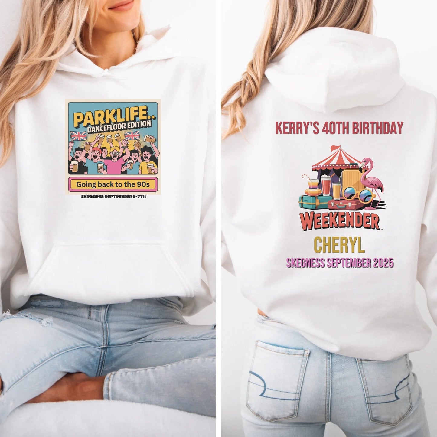 Parklife Dancefloor Edition - Adult Weekender Front and Back Personalised Unisex Heavy T-Shirt or Hoodie - 90s - Adult Weekender