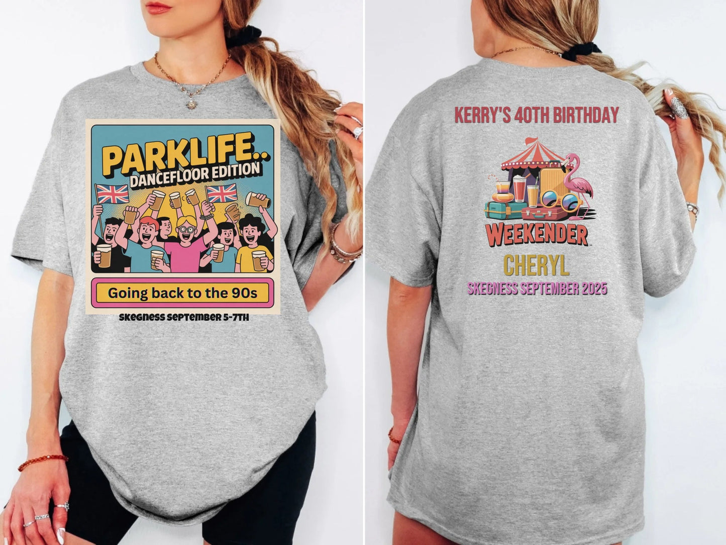 Parklife Dancefloor Edition - Adult Weekender Front and Back Personalised Unisex Heavy T-Shirt or Hoodie - 90s - Adult Weekender