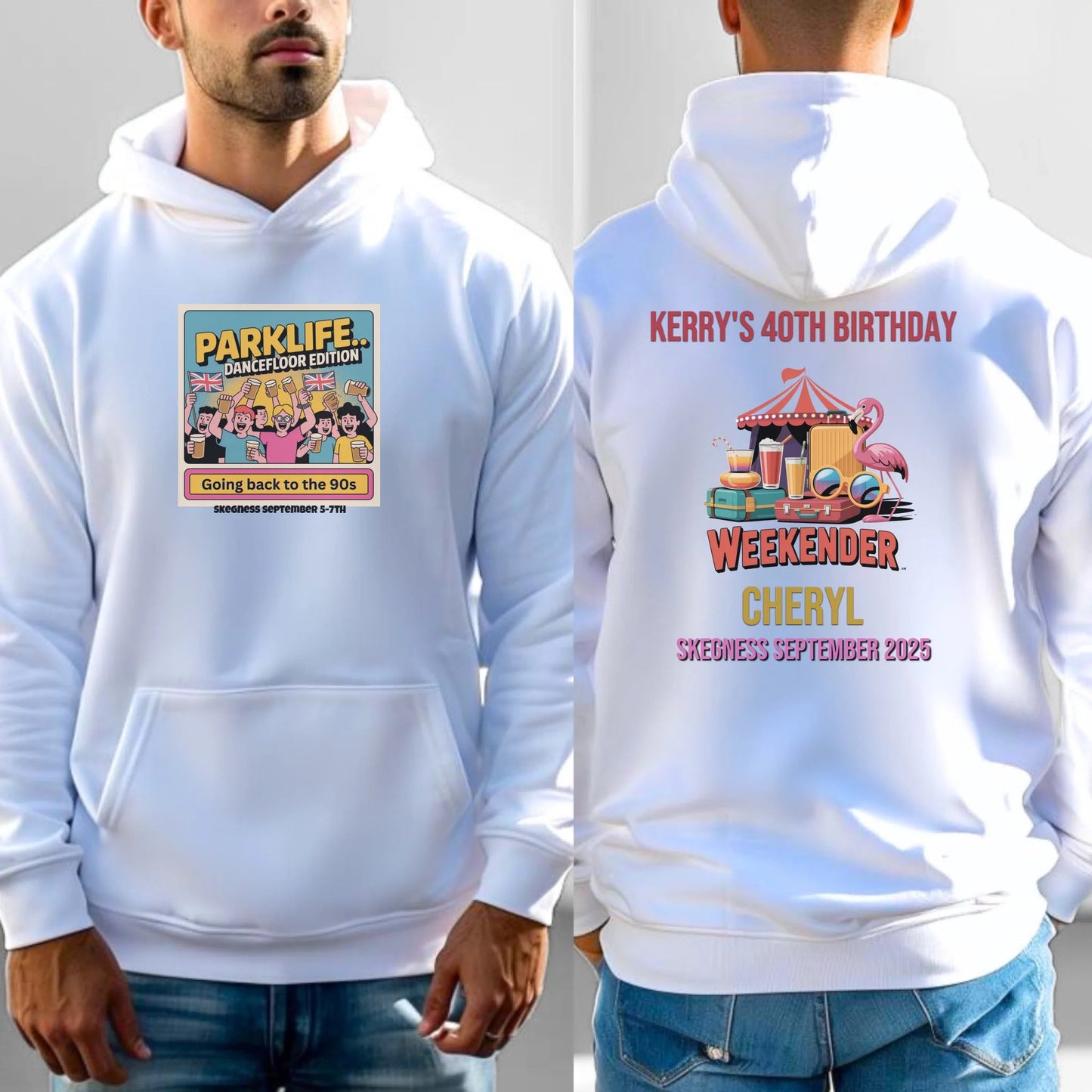 Parklife Dancefloor Edition - Adult Weekender Front and Back Personalised Unisex Heavy T-Shirt or Hoodie - 90s - Adult Weekender