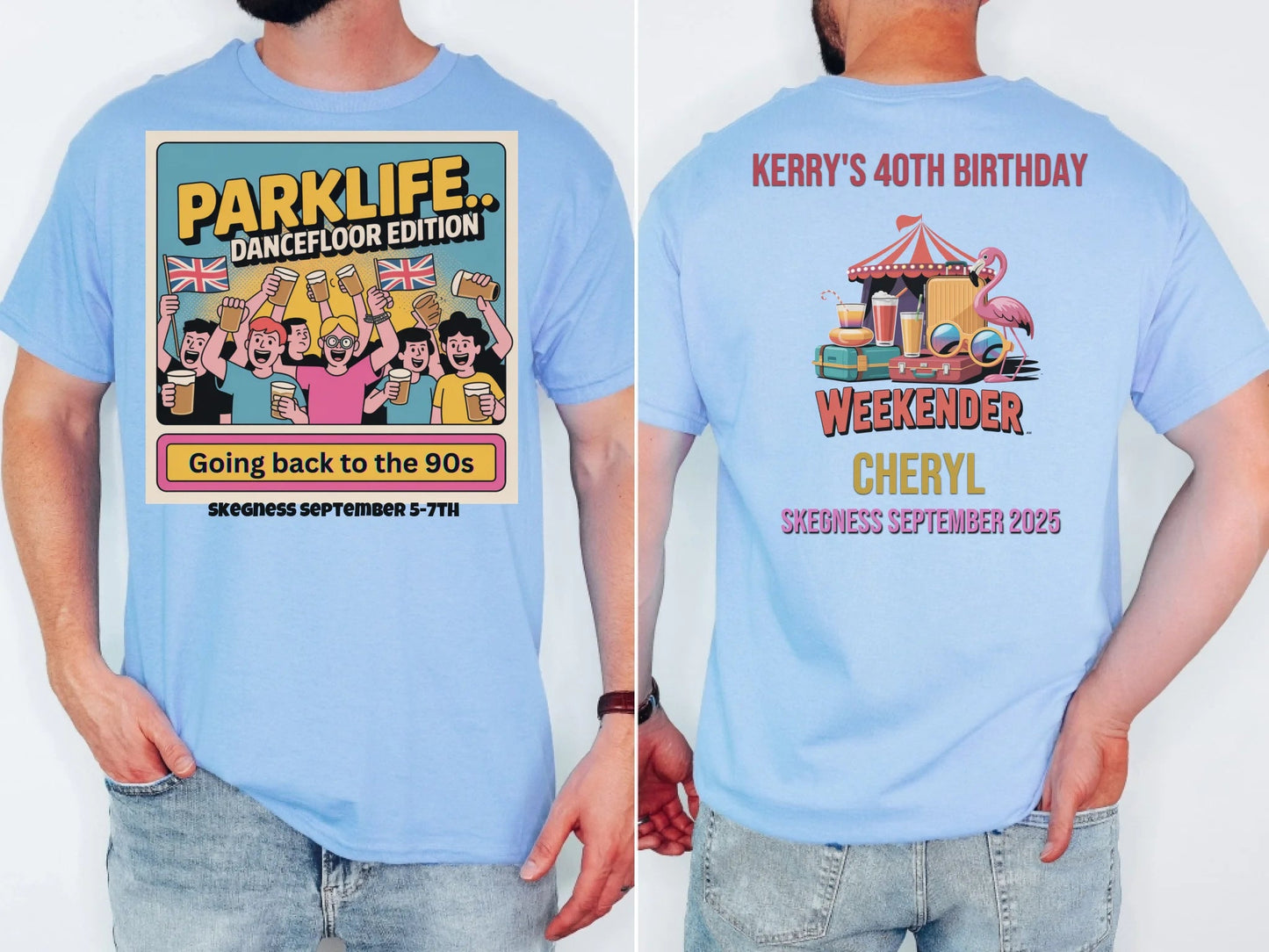 Parklife Dancefloor Edition - Adult Weekender Front and Back Personalised Unisex Heavy T-Shirt or Hoodie - 90s - Adult Weekender