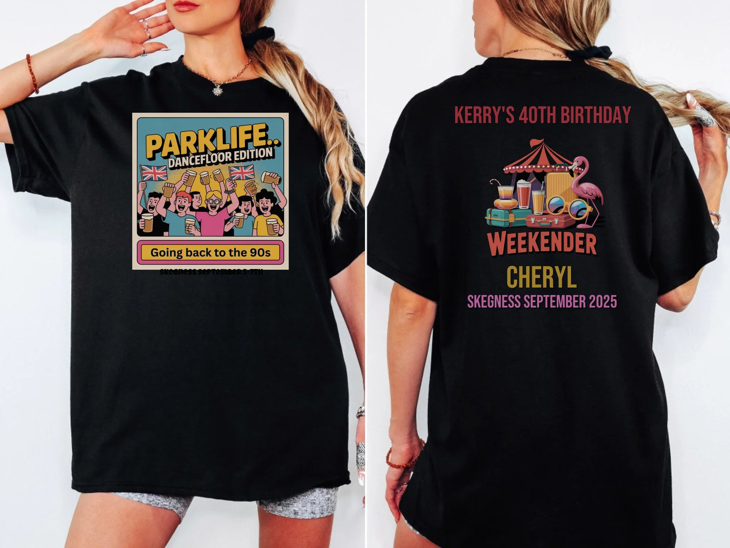 Parklife Dancefloor Edition - Adult Weekender Front and Back Personalised Unisex Heavy T-Shirt or Hoodie - 90s - Adult Weekender