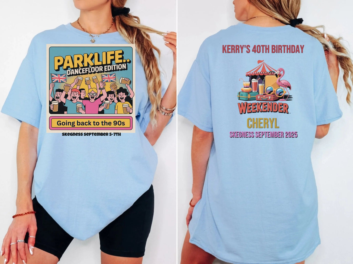 Parklife Dancefloor Edition - Adult Weekender Front and Back Personalised Unisex Heavy T-Shirt or Hoodie - 90s - Adult Weekender
