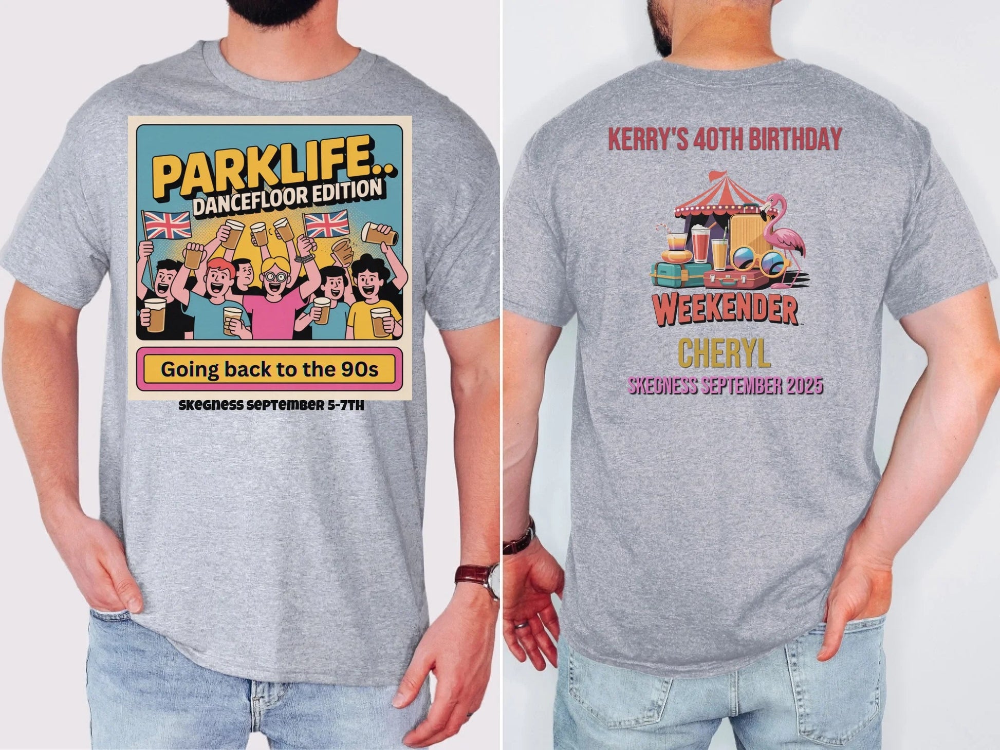 Parklife Dancefloor Edition - Adult Weekender Front and Back Personalised Unisex Heavy T-Shirt or Hoodie - 90s - Adult Weekender