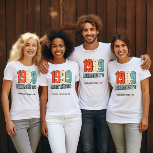 Party Like it's 1999 - Adult Weekender Front and Back Personalised Unisex Heavy T-Shirt - 90s - Adult Weekender