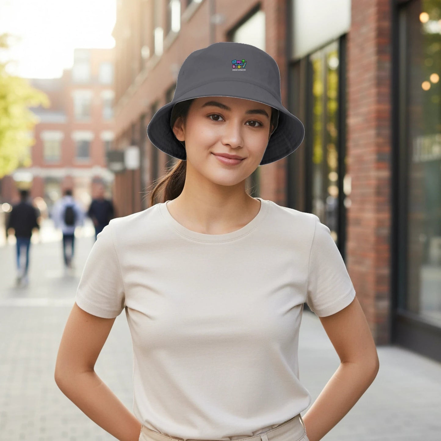 Personalised 90s Inspired Reversible Bucket Hat – Customizable Beechfield B686 - Adult Weekender