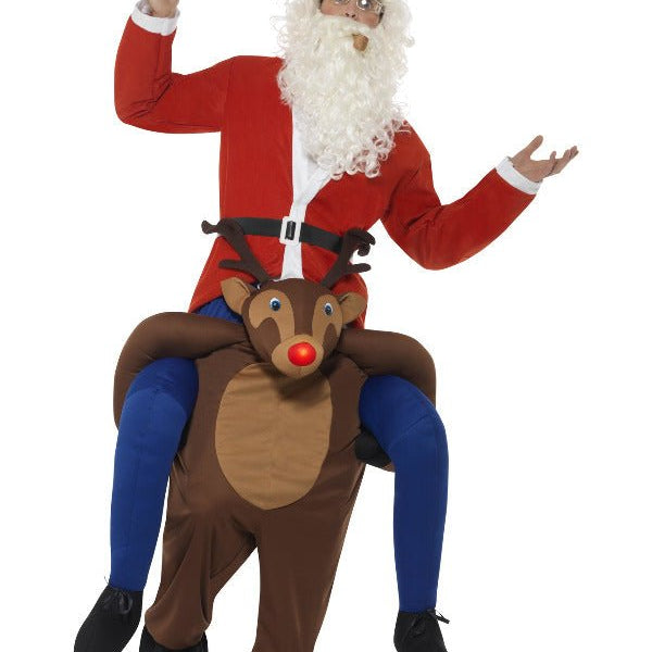 Piggyback Reindeer Rudolf Costume, Brown - Adult Weekender