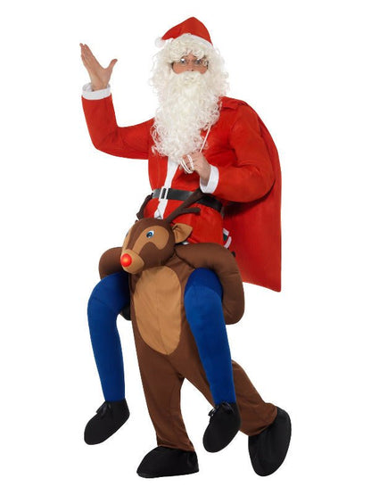 Piggyback Reindeer Rudolf Costume, Brown - Adult Weekender