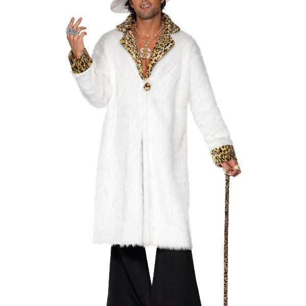 Pimp Costume, White and Leopard Skin, White - Adult Weekender