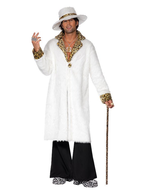 Pimp Costume, White and Leopard Skin, White - Adult Weekender