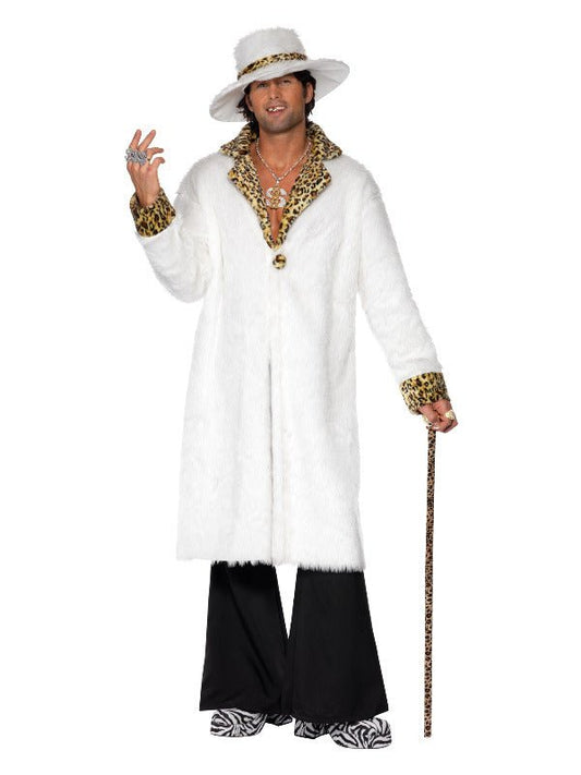Pimp Costume, White and Leopard Skin, White - Adult Weekender