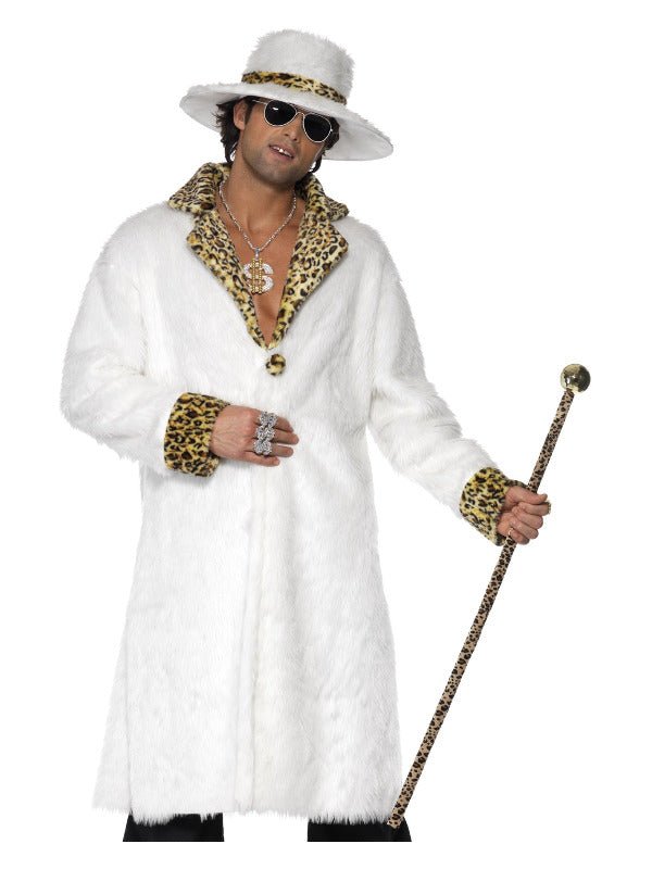 Pimp Costume, White and Leopard Skin, White - Adult Weekender