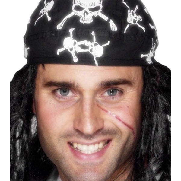 Pirate Bandana, Skull and Crossbones Design, Black - Adult Weekender