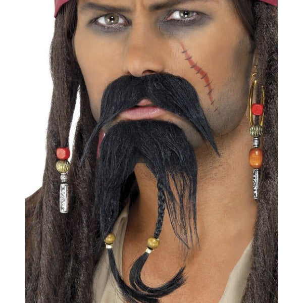 Pirate Facial Hair Set, Black - Adult Weekender